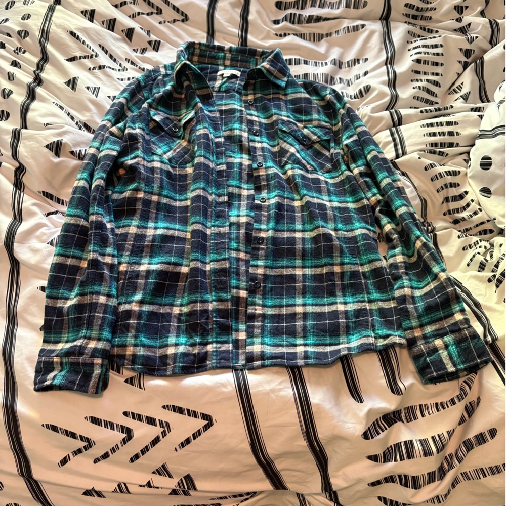 Kasota Rose Women’s Blue and Green Plaid Shirt